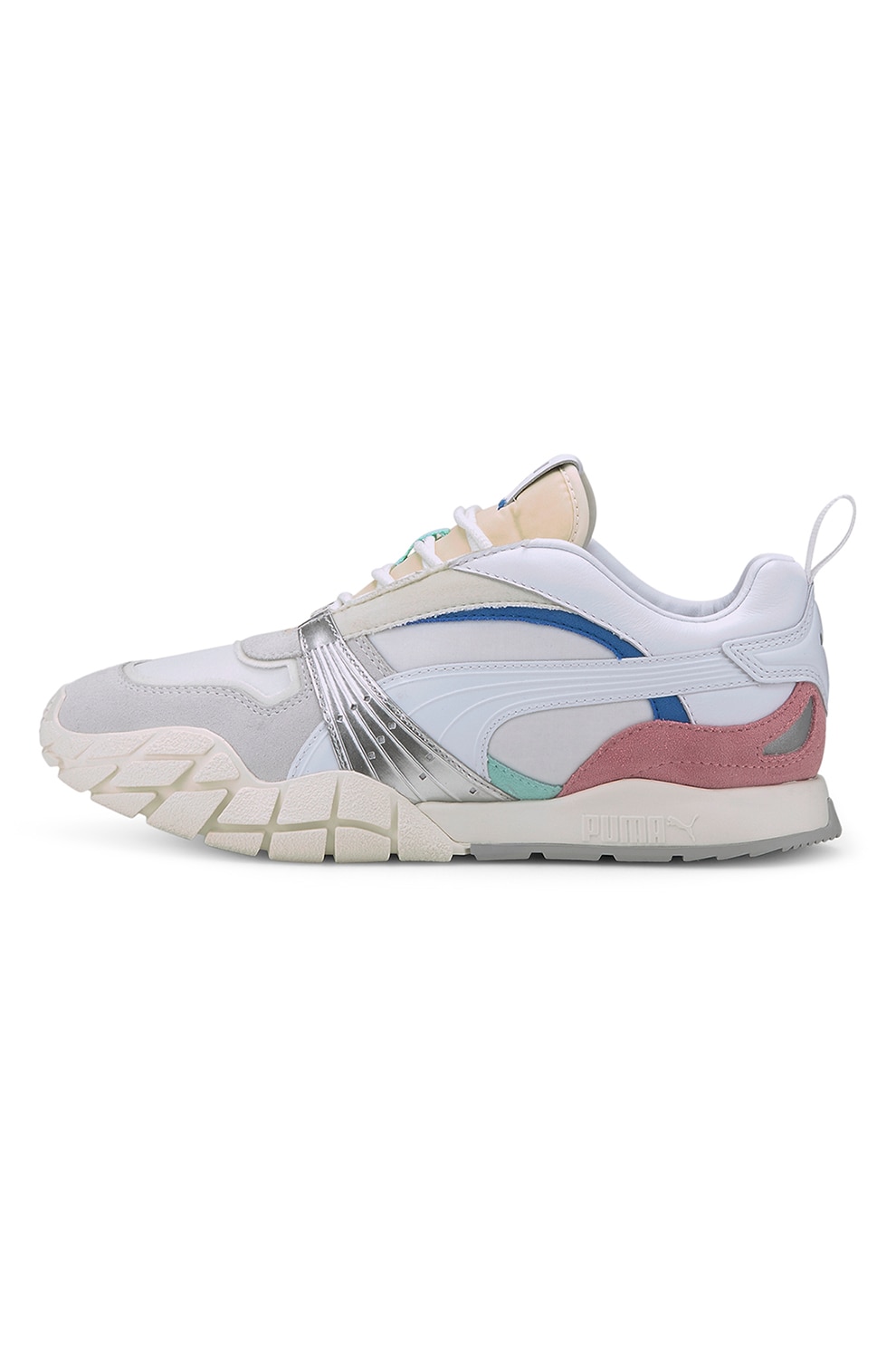 Puma, Pantofi sport Kyron Awakening, Alb prafuit/Gri deschis, 37