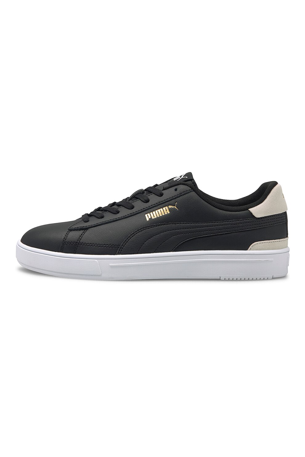 Puma, Pantofi sport din piele Serve Pro, Negru/Crem