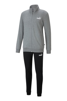 Puma, Trening din amestec de bumbac cu imprimeu logo, Gri melange/Negru Puma, Trening din amestec de bumbac cu imprimeu logo, Gri melange/Negru