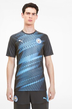 Puma, Tricou cu model si tehnologie DryCell, Gri inchis, albastru, L Puma, Tricou cu model si tehnologie DryCell, Gri inchis, albastru, L