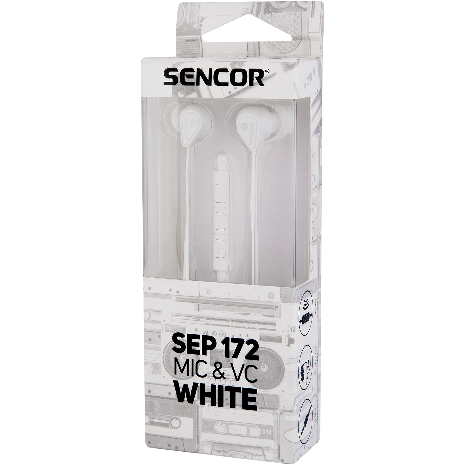 Casti audio, Sencor, Jack 3.5mm, Alb