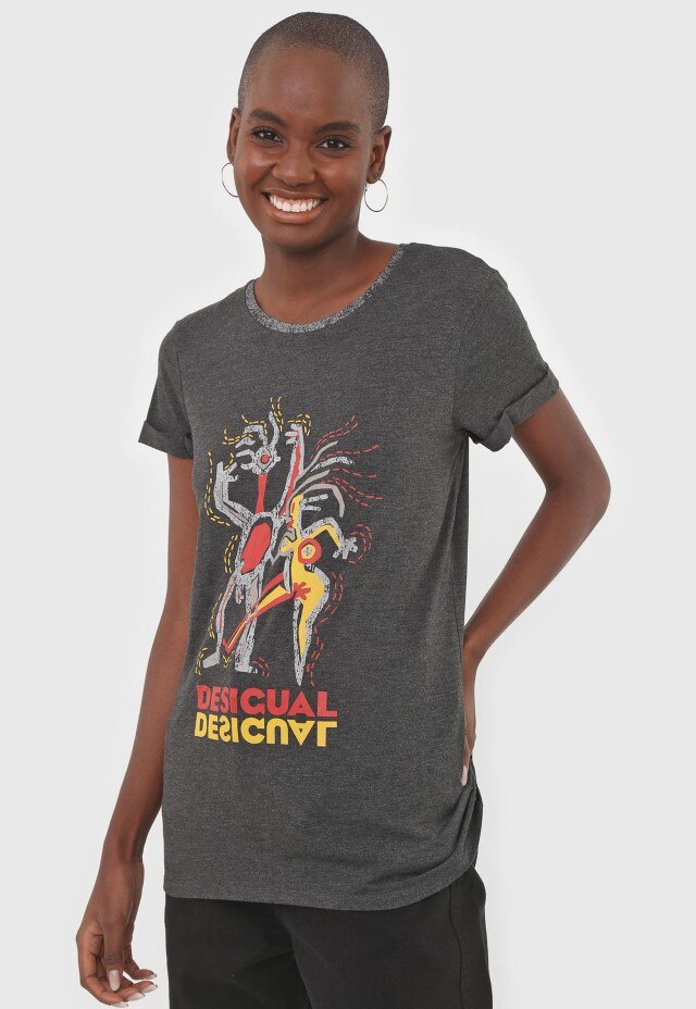 Tricou Desigual 18wwtkx7, Gri, 42