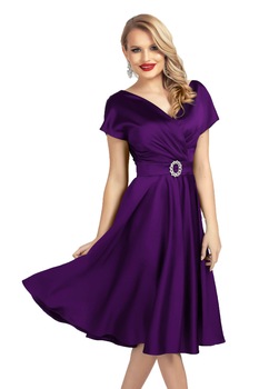 Rochie eleganta in clos din tafta elastica Pretty Girl, Mov Rochie eleganta in clos din tafta elastica Pretty Girl, Mov