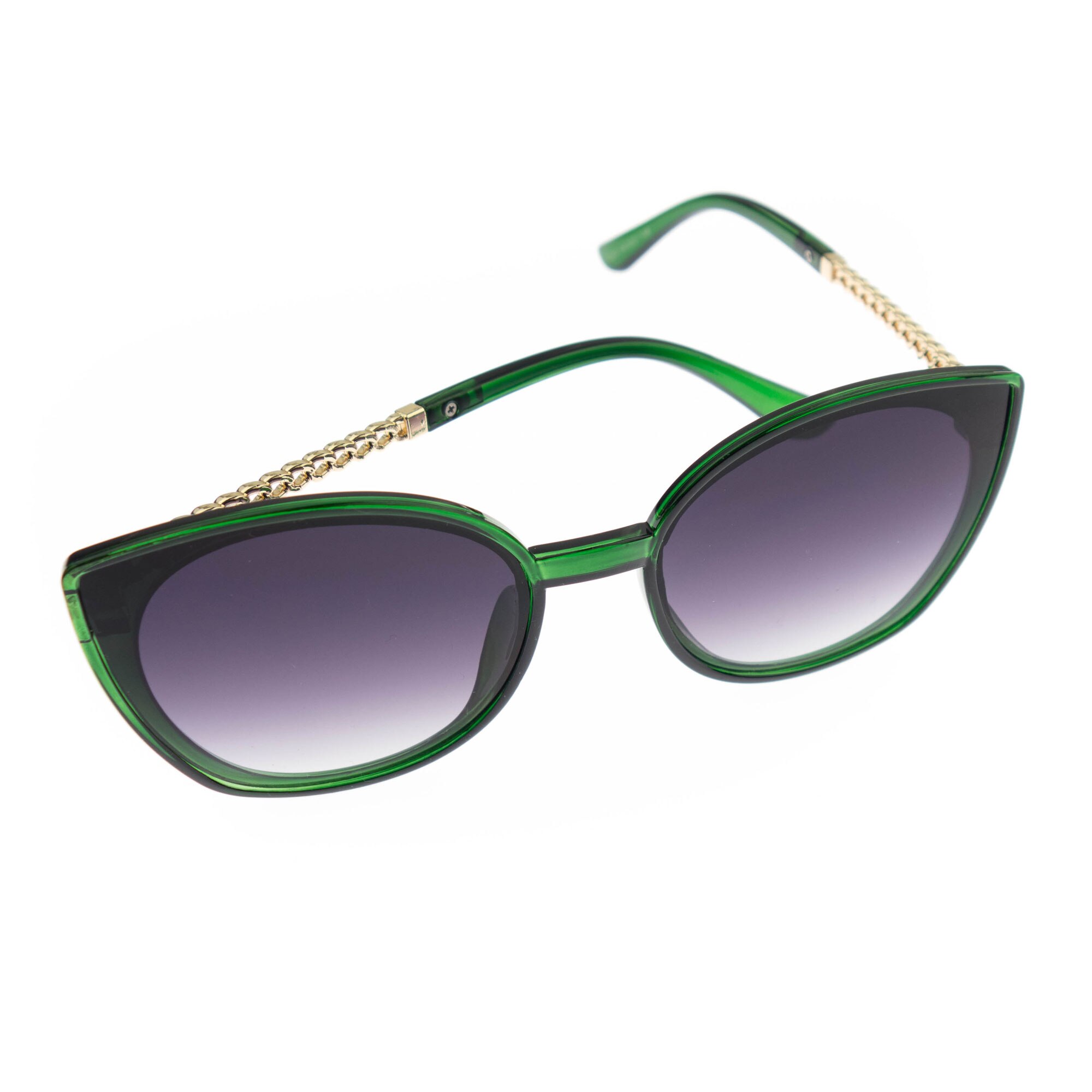 Ochelari de soare, Dama, Verde cu detalii aurii, lentila gri - OCS304