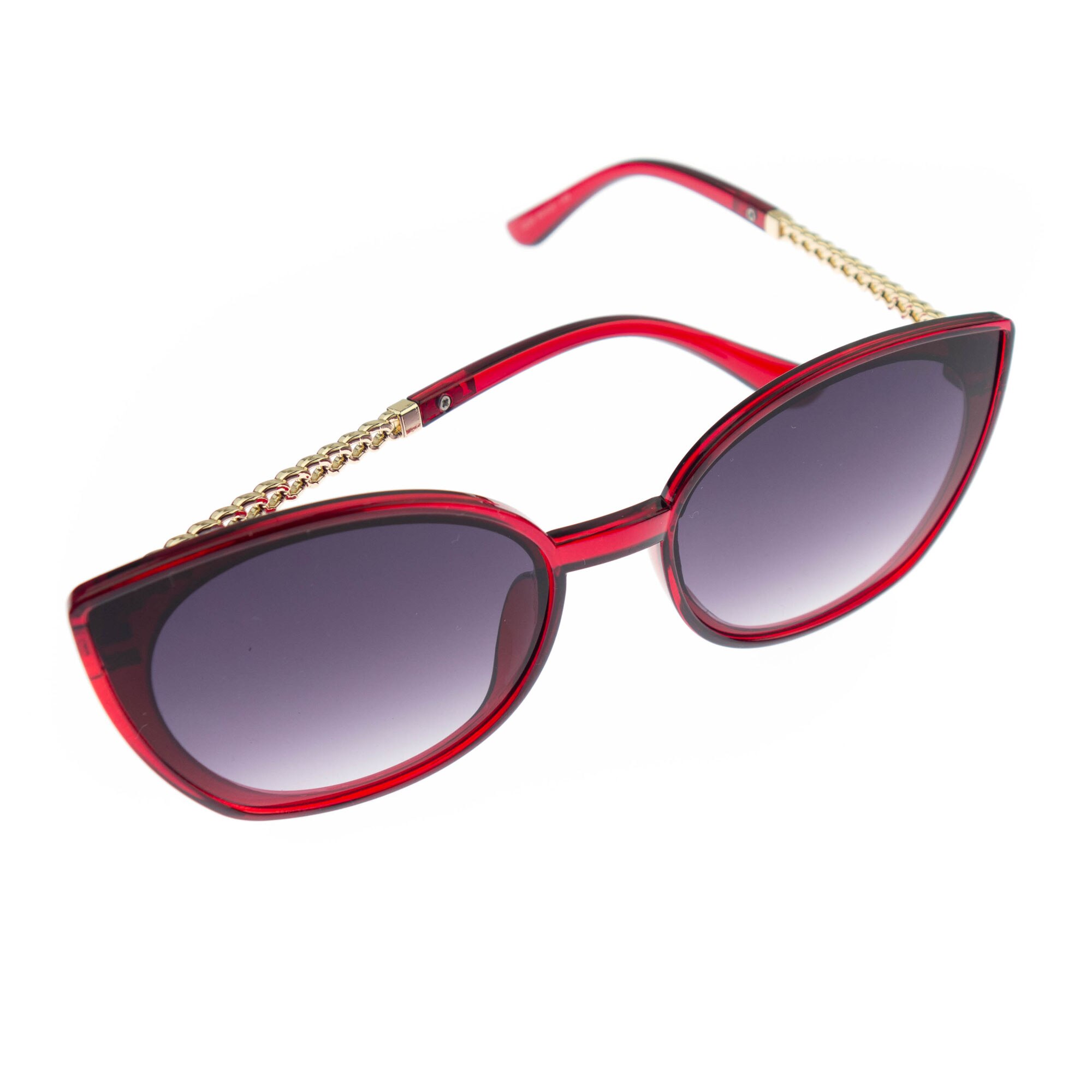 Ochelari de soare, Dama, Rosu cu detalii aurii, lentila gri - OCS302