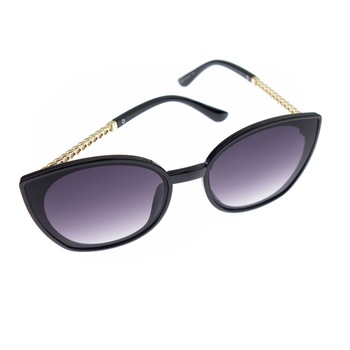 Ochelari de soare, Dama, Negru cu detalii aurii, lentila gri - OCS300 Ochelari de soare, Dama, Negru cu detalii aurii, lentila gri - OCS300