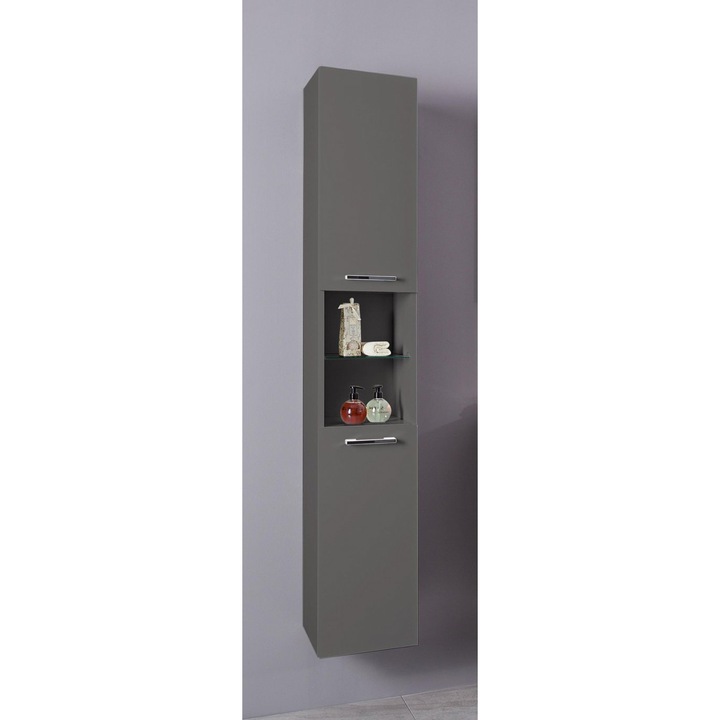 Колона за баня Dezit NE 80DZ0029, Окачена, Реверсивна, ПДЧ, 173x29x30 см, Лъскав антрацит