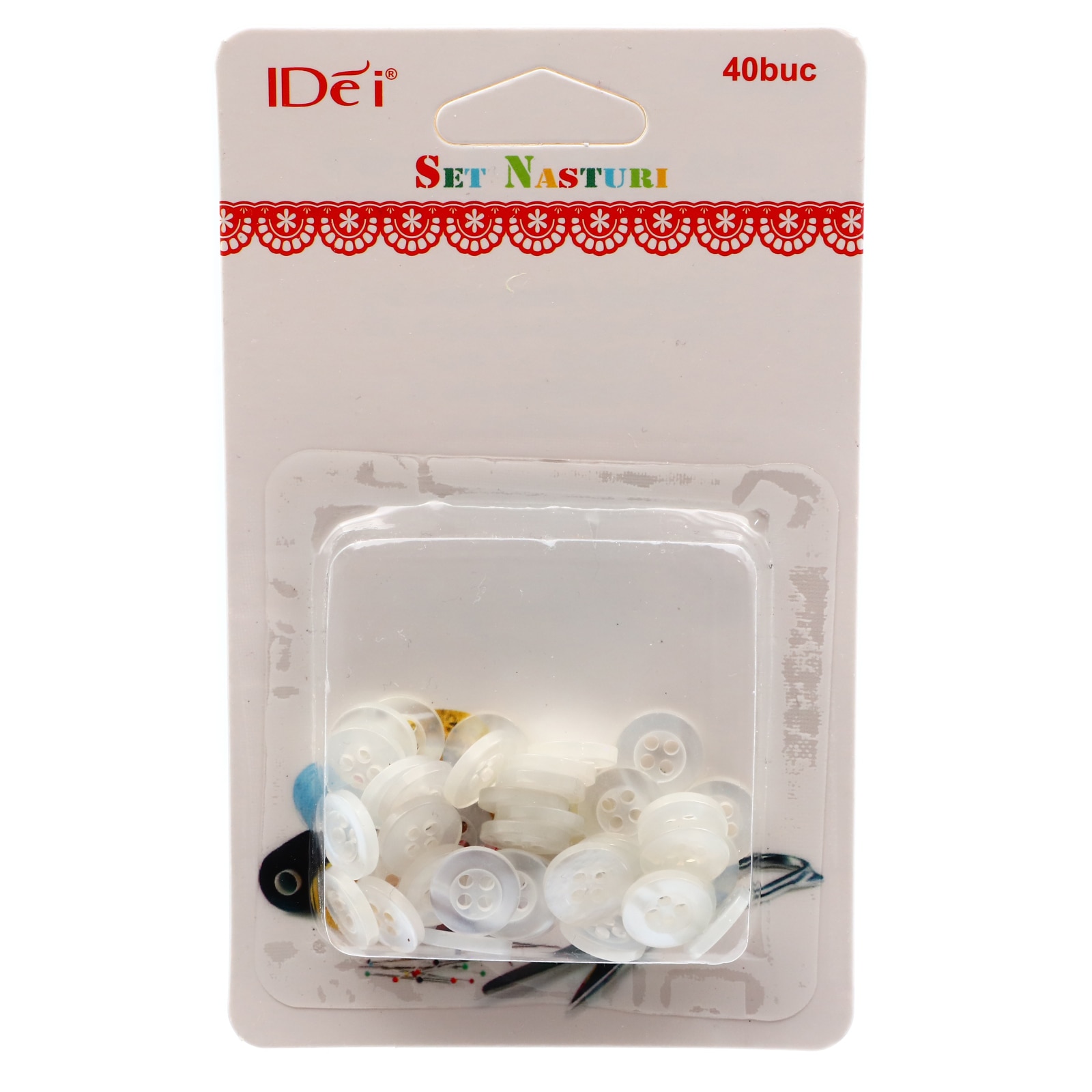 Set 40 buc, Nasturi 10 mm, IDei Alb