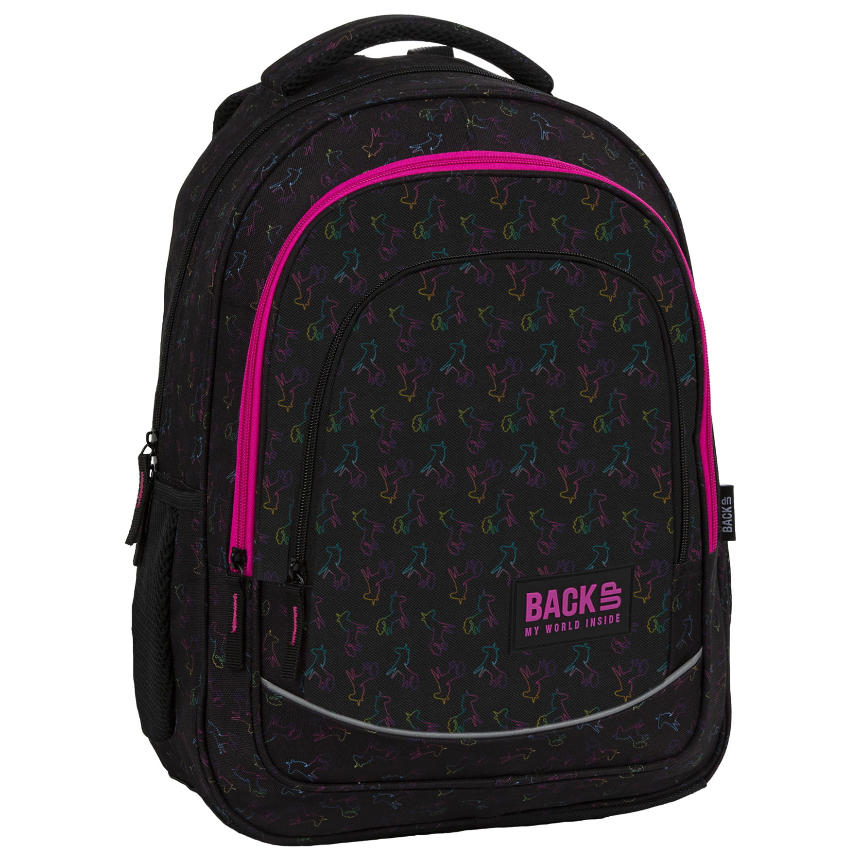 Rucsac scoala BackUP 3 model X 30 unicorni, multicolor