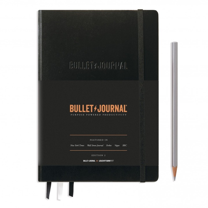Bullet Journal A5 Edition 2, Coperta Rigida, Negru, Liniatura Punctata, Leuchtturm1917