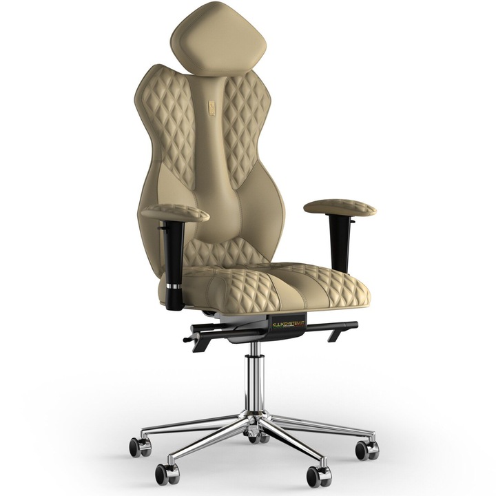 Ergonomikus irodai szék Kulik System Royal, dombornyomott modell, PU bőr, krém