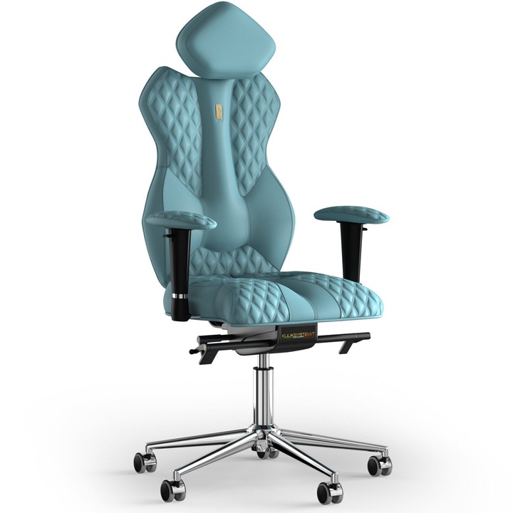 Ergonomikus irodai szék Kulik System Royal, dombornyomott modell, PU bőr, kék