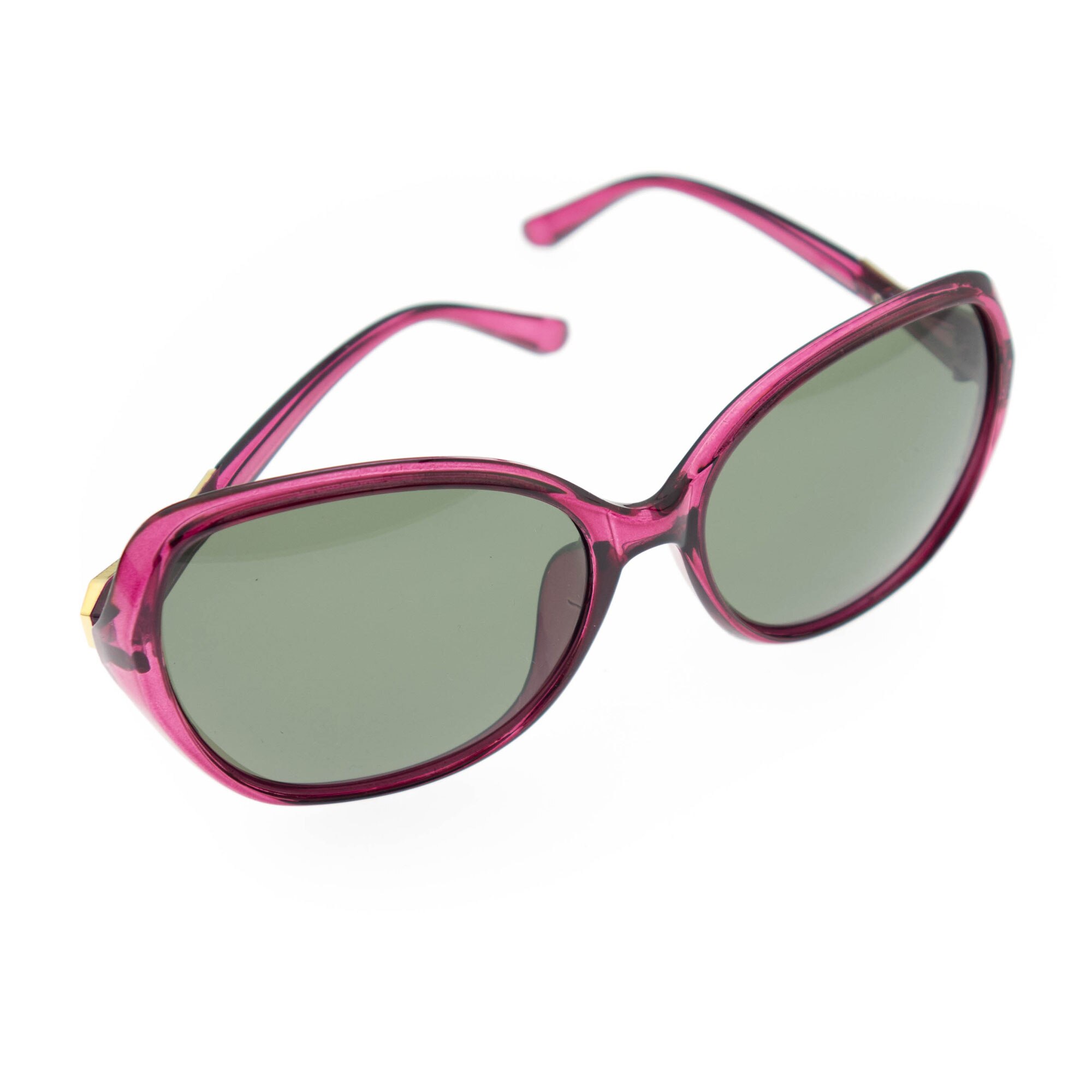 Ochelari de soare, dama, Roz cu detalii aurii, lentila gri polarizata - OCS248