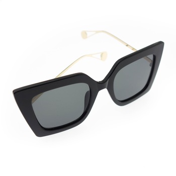 Ochelari de soare, Dama, Negru cu brate aurii si perle, lentila gri - OCS319 Ochelari de soare, Dama, Negru cu brate aurii si perle, lentila gri - OCS319
