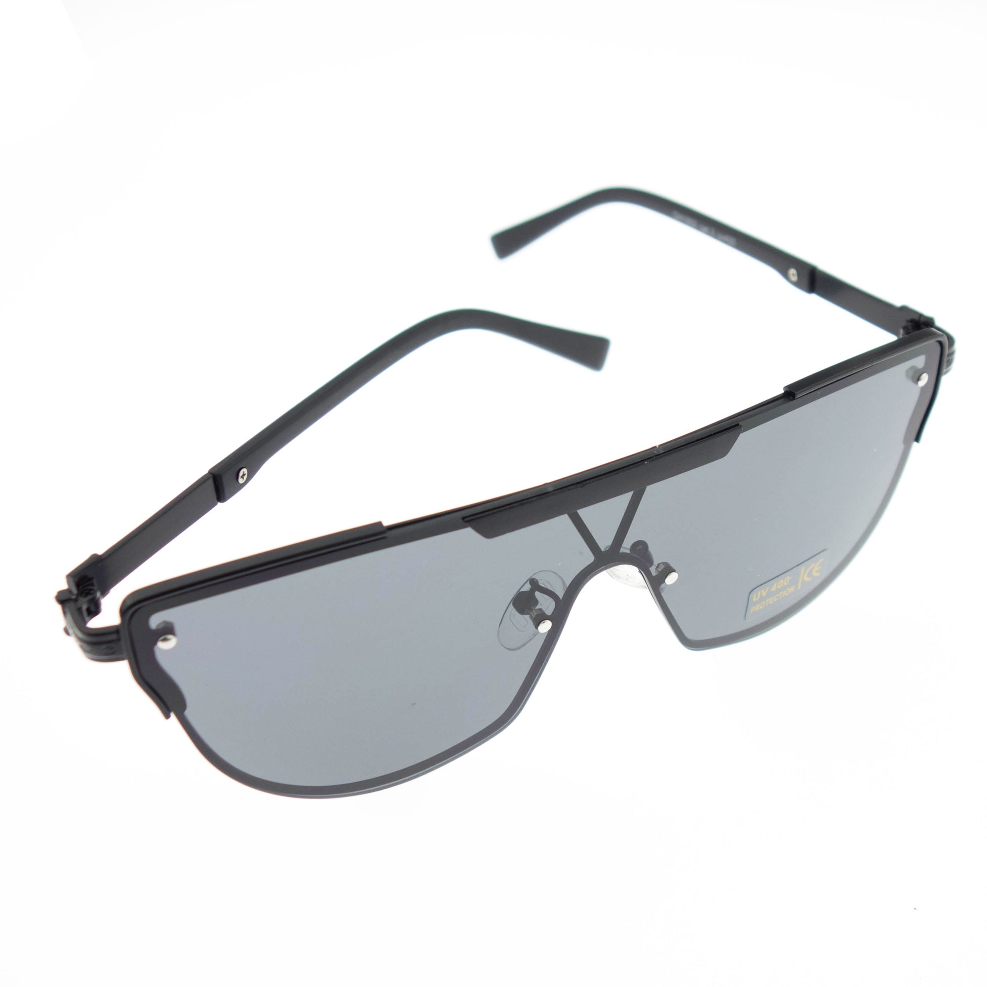 Ochelari de soare, Unisex, Fashion, Negru cu rama metalica, lentila gri - OCS324