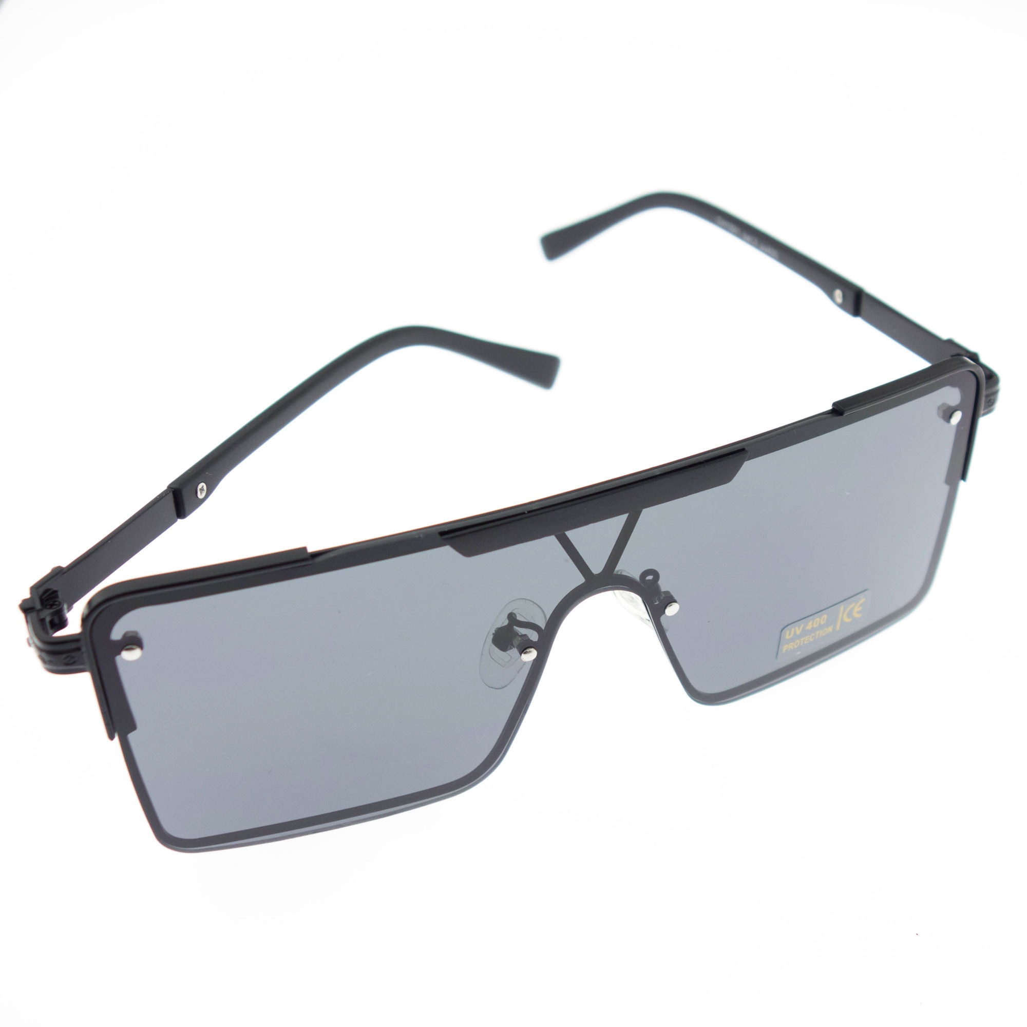 Ochelari de soare, Unisex, Fashion, Negru cu rama metalica, lentila gri - OCS325