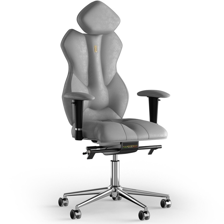 Ергономичен офис стол Kulik System Royal, Текстил, Сребрист