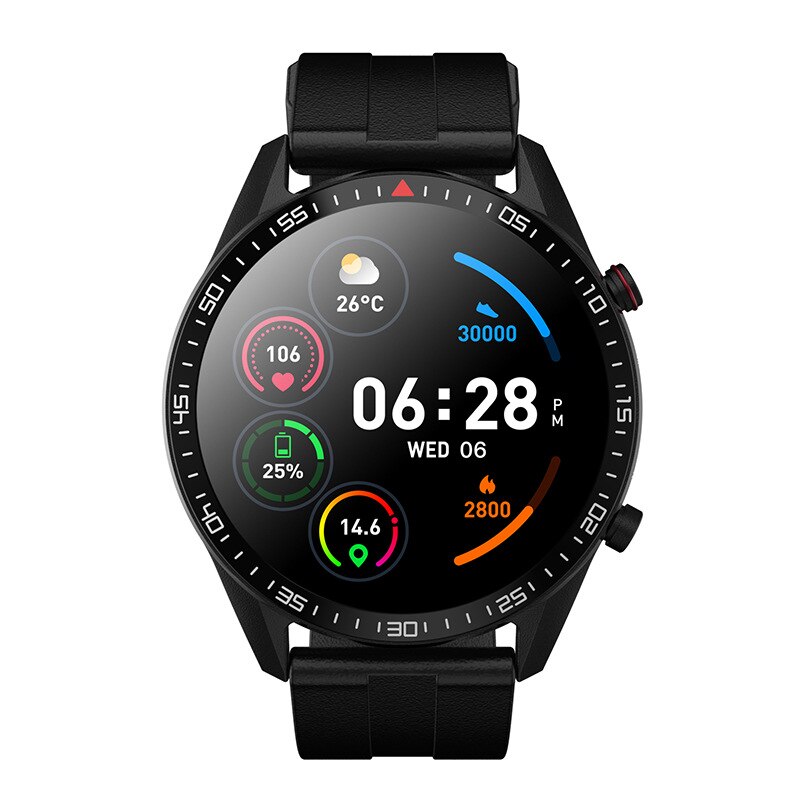 Smartwatch cu functie de masurare a ritmului cardiac, Impermeabil, Notificari, Negru