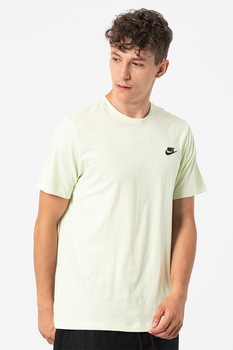 Nike, Tricou cu decolteu la baza gatului Sportswear Club, Verde pal/Negru Nike, Tricou cu decolteu la baza gatului Sportswear Club, Verde pal/Negru