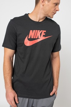 Nike, Tricou cu imprimeu logo Icon Futura, Gri inchis/Roz
