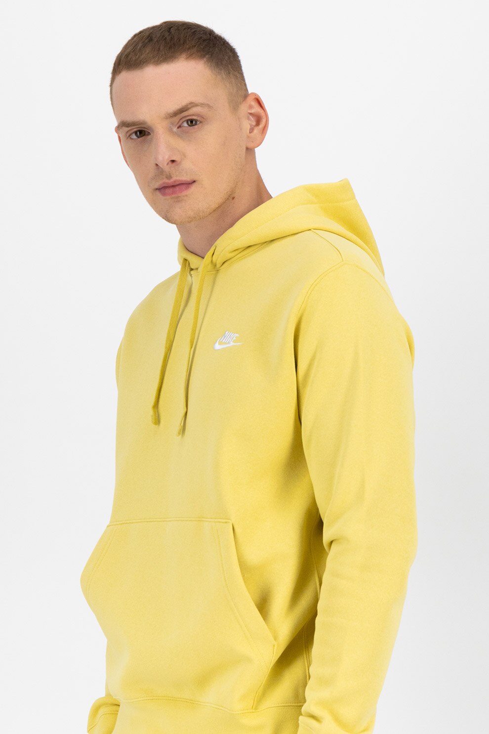 Nike, Hanorac cu buzunar kangaroo Sportswear Club, Galben/Alb