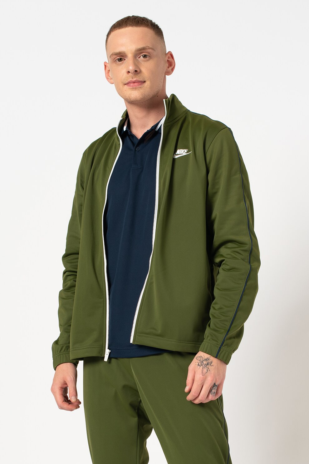 Nike, Trening cu captuseala de fleece, pentru fitness, Verde oliv