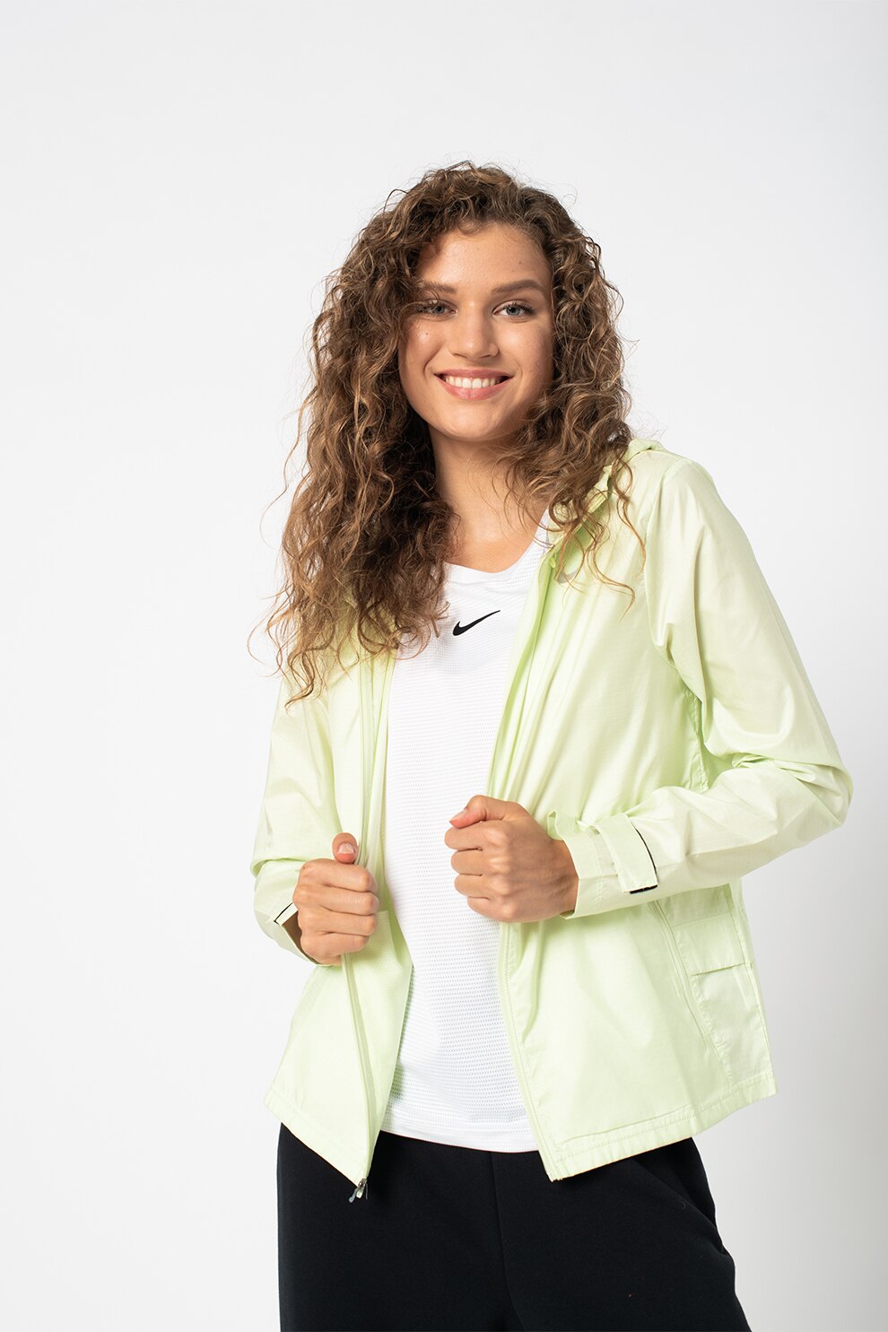 Nike, Jacheta impermeabila pentru alergare Essential, Verde pal