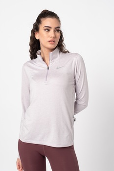 Nike, Bluza cu fenta cu fermoar si tehnologie Dri-Fit, pentru alergare, Purpuriu deschis melange Nike, Bluza cu fenta cu fermoar si tehnologie Dri-Fit, pentru alergare, Purpuriu deschis melange