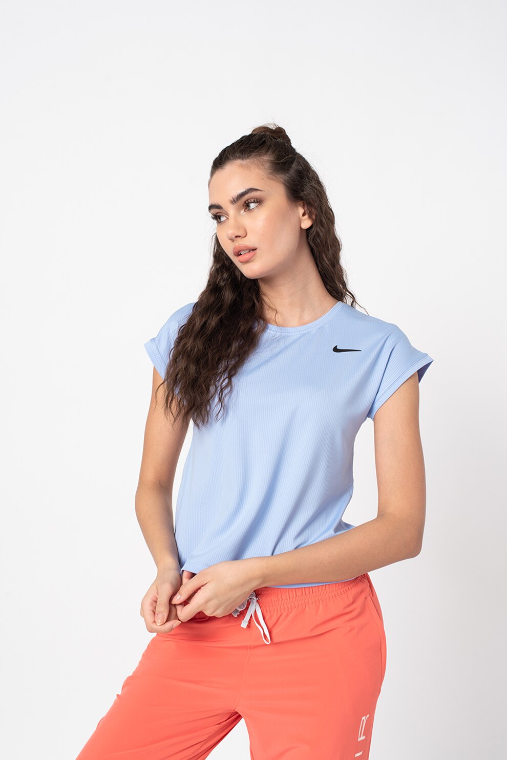 Nike, Tricou slim fit cu maneci tip fluture pentru tenis Victory Dri-FIT, Albastru deschis
