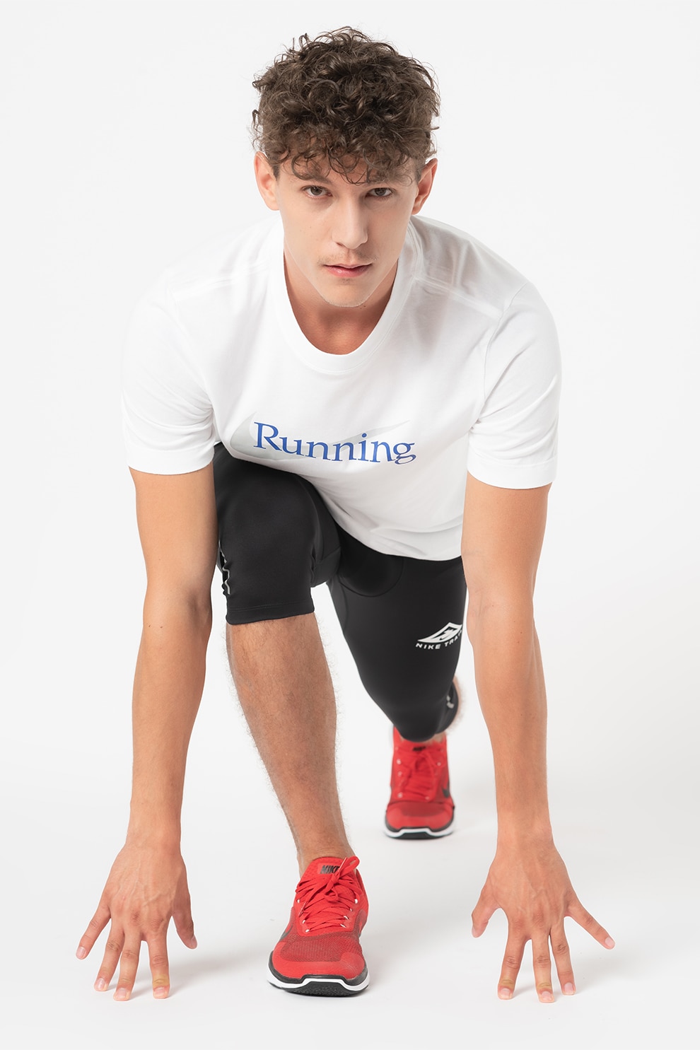 Nike, Tricou cu tehnologie Dri-FIT pentru alergare, Alb/Albastru