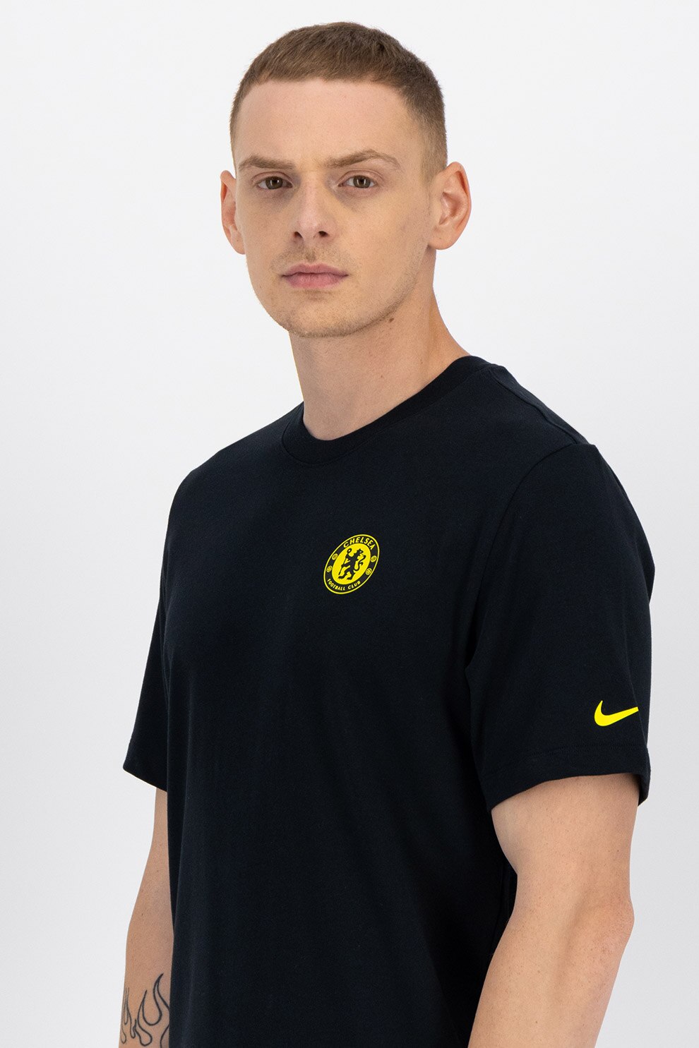 Nike, Tricou cu logo pentru fotbal Chelsea, Negru/Galben