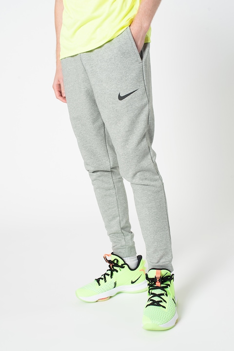 Nike, Pantaloni conici cu tehnologie Dri-Fit pentru antrenament, Gri melange/Negru