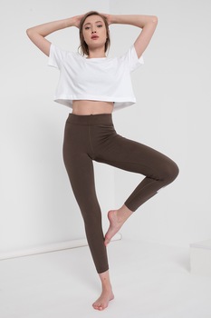 Nike, Colanti din amestec de bumbac cu logo, Taupe Nike, Colanti din amestec de bumbac cu logo, Taupe