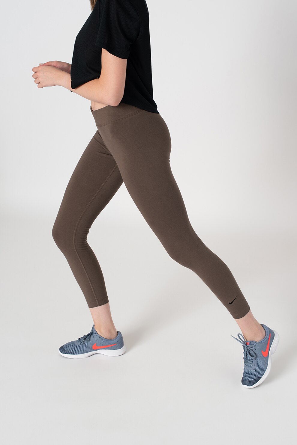 Nike, Colanti crop, pentru fitness Essential, Verde militar