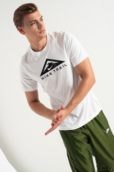 Nike, Tricou cu tehnologie Dri-Fit, pentru alergare Trail, Alb/Negru Nike, Tricou cu tehnologie Dri-Fit, pentru alergare Trail, Alb/Negru
