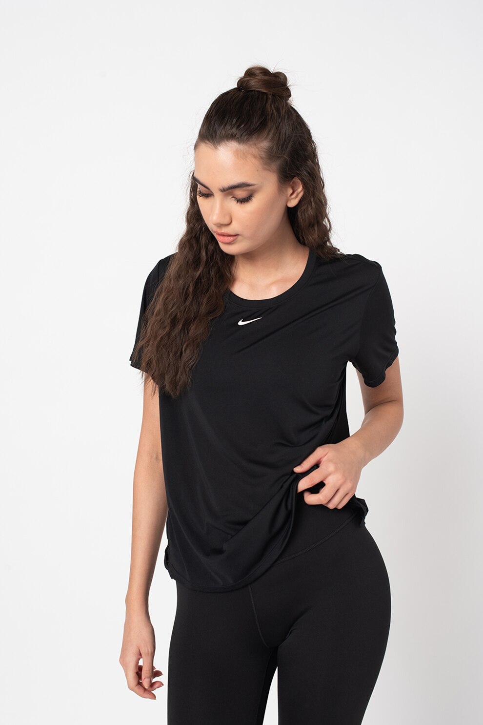 Nike, Tricou cu tehnologie Dri-Fit, pentru fitness One, Negru