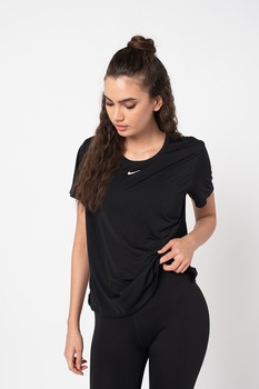 Nike, Tricou cu tehnologie Dri-Fit, pentru fitness One, Negru Nike, Tricou cu tehnologie Dri-Fit, pentru fitness One, Negru