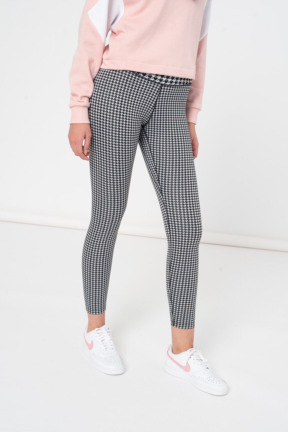 Nike, Colanti 7/8 cu tehnologie Dri-Fit pentru antrenament One Icon Clash, Alb/Negru