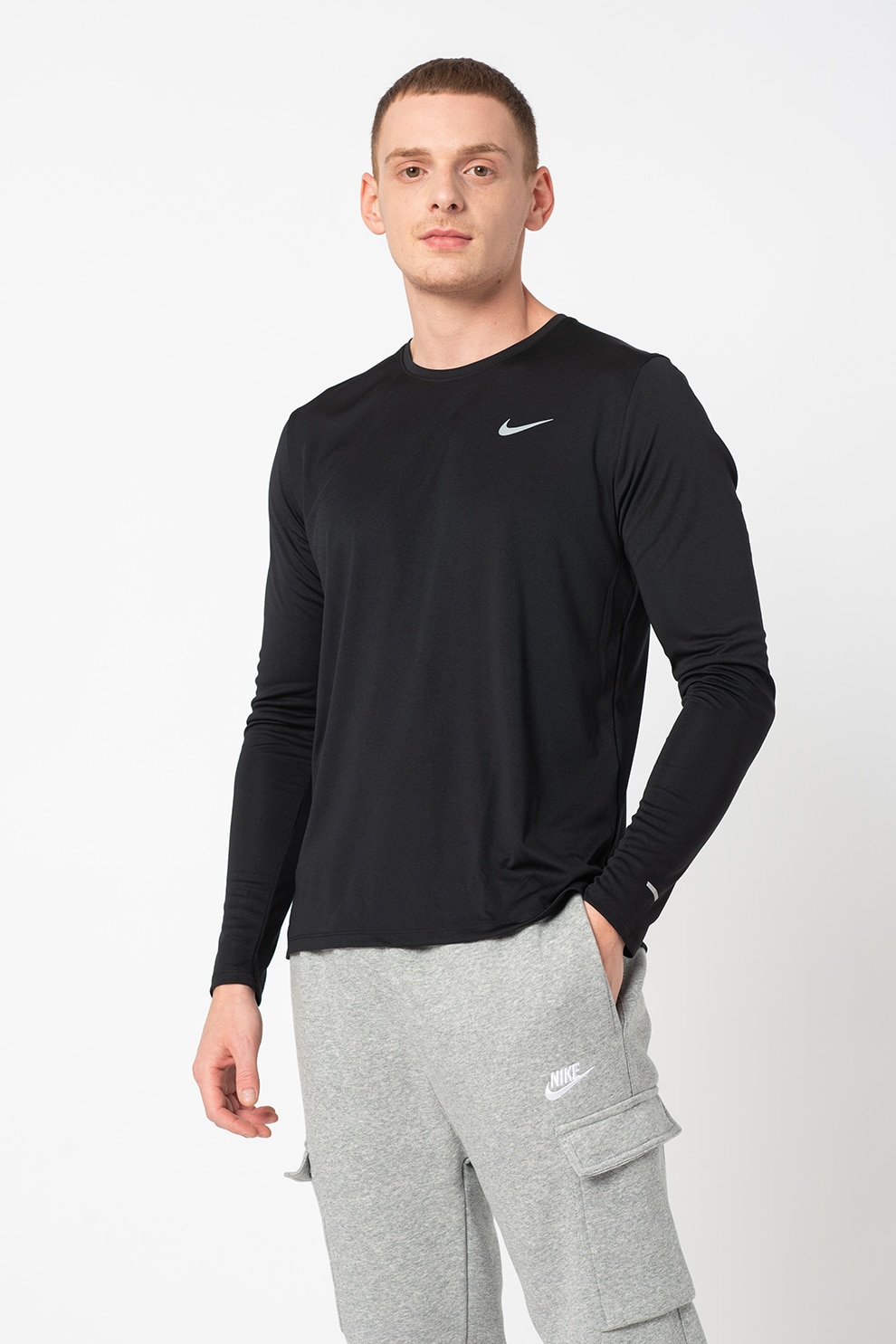North Sea painful Nike, Bluza cu logo reflectorizant si tehnologie Dri-Fit, pentru alergare  Miler, Negru, 2XL - eMAG.ro