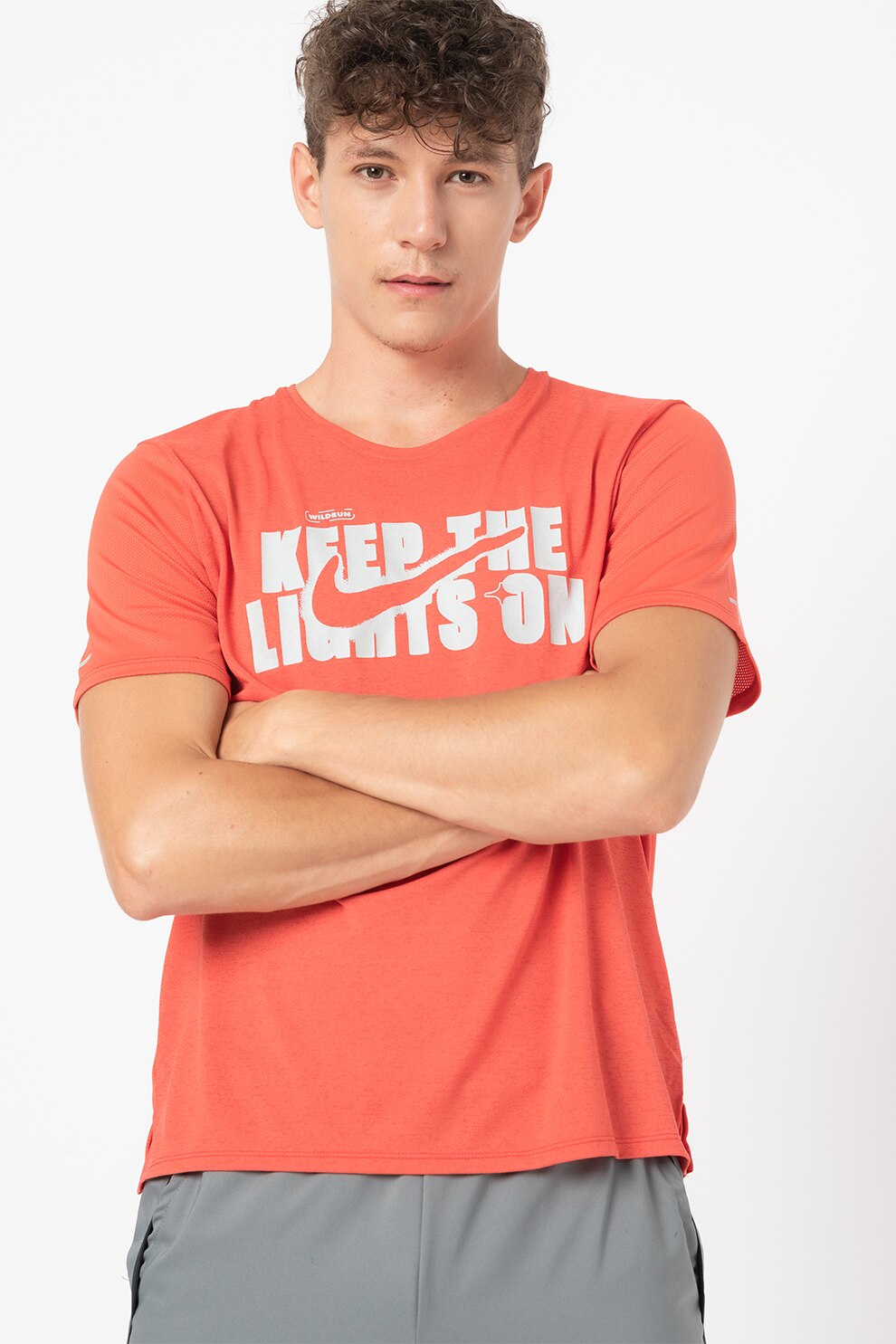 Nike, Tricou cu imprimeu pentru alergare Miler, Oranj mandarina