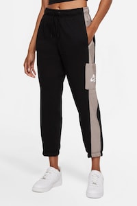 Nike, Спортен панталон с висока талия и джобове, Черен/Лилав, XL