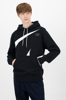 Nike, Hanorac cu buzunar kangaroo Swoosh, Negru/Alb Nike, Hanorac cu buzunar kangaroo Swoosh, Negru/Alb