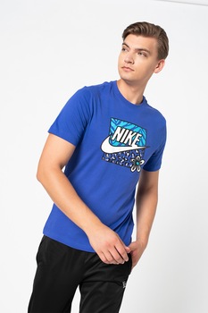 Nike, Tricou din bumbac cu imprimeu logo si grafic High Summer, Indigo