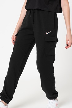Nike, Pantaloni sport cargo cu snur in talie Sportswear, Negru