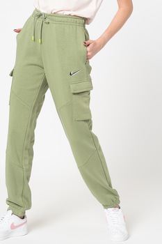 Nike, Pantaloni sport cargo cu snur in talie Sportswear, Verde sparanghel