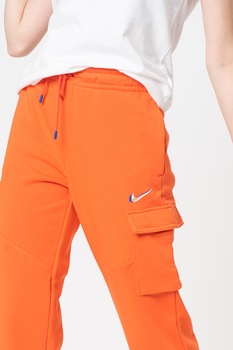 Nike, Pantaloni sport cargo cu snur in talie Sportswear, Oranj mandarina