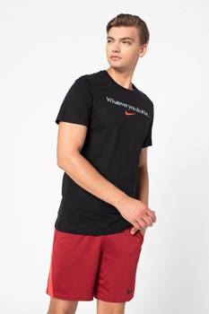 Nike, Tricou cu imprimeu text, Negru Nike, Tricou cu imprimeu text, Negru