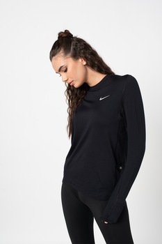 Nike, Bluza cu fenta pentru degetul mare, pentru alergare Element, Negru Nike, Bluza cu fenta pentru degetul mare, pentru alergare Element, Negru