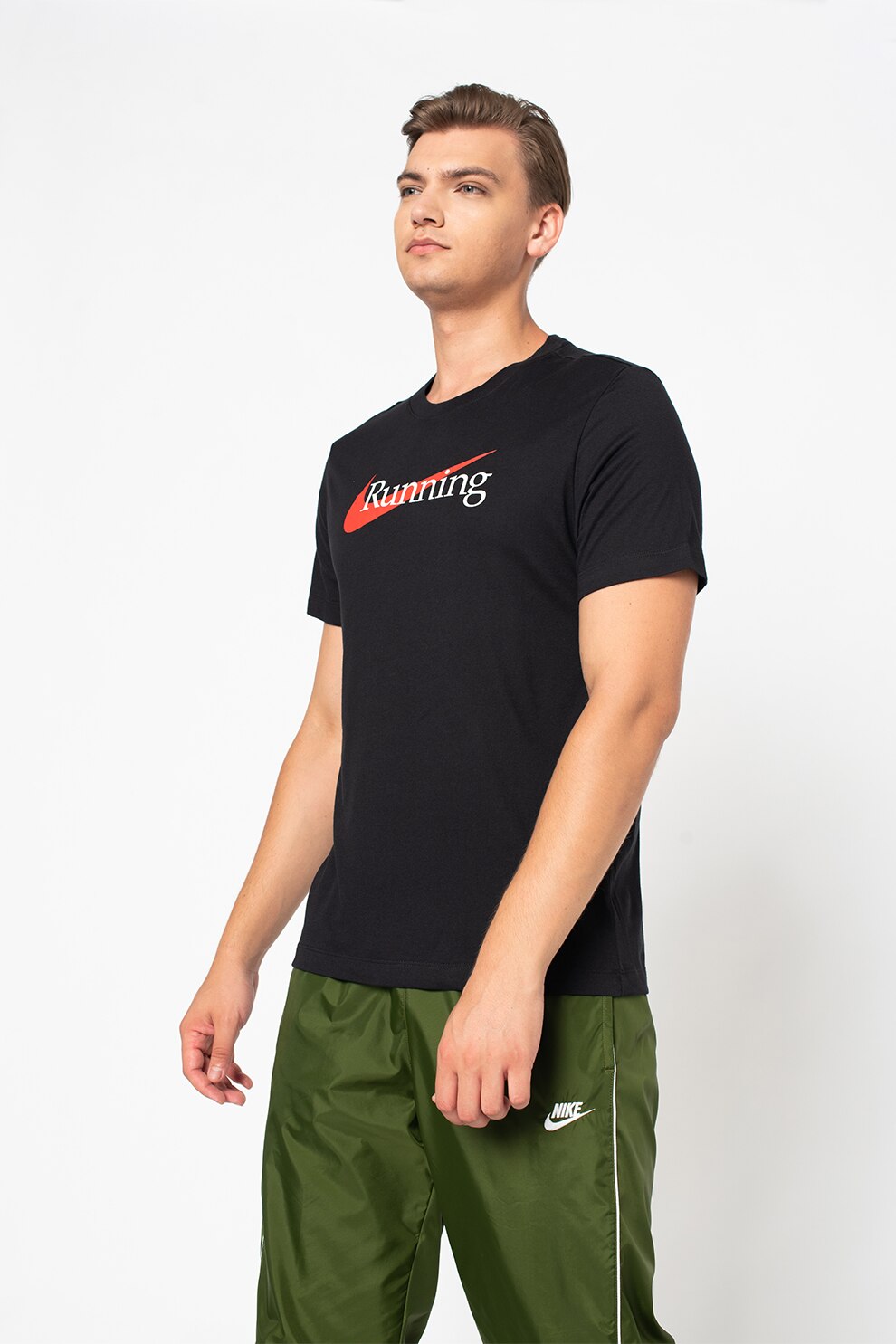 Nike, Tricou cu tehnologie Dri-FIT pentru alergare, Negru