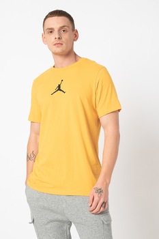 Nike, Tricou cu decolteu la baza gatului si logo Jordan Jumpman, Oranj pal Nike, Tricou cu decolteu la baza gatului si logo Jordan Jumpman, Oranj pal